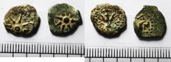 Ancient Coins - LOT OF TWO: 	Judaea, Alexander Jannaeus, 103-76 BC, AE Prutot (Biblical Widow's Mites).