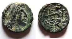 Ancient Coins - CHOICE AS FOUND: NABATAEAN. ARETAS II OR III DAMASCUS MINT. AE 19