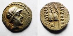 Ancient Coins - Baktria Graeco-Bactrian Kings Eukratides I Megas 170-145 B.C. AR OBOL