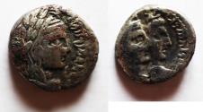 Ancient Coins - Arabia. Nabataean Kings. Aretas IV (9 BC-AD 40). AR sela (15mm, 3.85g). Petra mint. Struck c. AD 24/5-39/40.