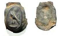 Ancient Coins - Egypt. Lead scarab seal impression (23 x 17 mm) Horus eagle l., wearing hedjet crown; above, solar disk.