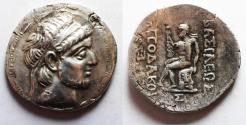 Ancient Coins - Earliest date recorded for Apodakos: Kings of Charakene. Apodakos (c. 110/09-104/03 BC). AR tetradrachm (34mm, 15.96g). Charax-Spasinou mint. Struck in SE 200 (113/12 BC).