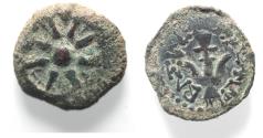 Ancient Coins - Judaea, Alexander Jannaeus, 103-76 BC, AE Prutah (Biblical Widow's Mite)