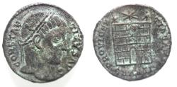 Ancient Coins - AS FOUND. CONSTANTINE I AE FOLLIS. CAMP GATE.