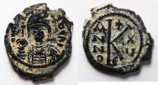 Ancient Coins - TIBERIUS II CONSTANTINE. (578-582). AE HALF FOLLIS