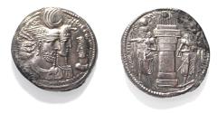 Ancient Coins - SASANIAN KINGS. Vahr?m (Bahram) II, with Queen and Prince 4. AD 276-293. AR Drachm
