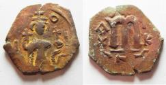 Ancient Coins - 	ARAB-BYZANTINE. IMITATING CONSTANS II FOLLIS. NICE!