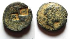 Ancient Coins - Seleukid Kings. Antiochos III the Great (222-187 BC) Æ 19. COUNTERMARKED