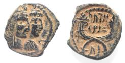 Ancient Coins - NABATAEA. Aretas IV, with Shaqilat. 9 BC- AD 40. AE 19