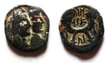 Ancient Coins - NABATAEA. Aretas IV, with Shaqilat. 9 BC- AD 40. AE 19