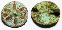 Ancient Coins - ANCIENT ROMAN BRONZE BROOCH WITH GLASS ENAMEL. 200 - 300 A.D