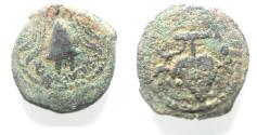 Ancient Coins - Judaea, The Herodians. Herod Archelaus, 4 BC-6 AD. AE Prutah