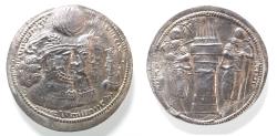 Ancient Coins - SASANIAN KINGS. Vahrām (Bahram) II, with Queen and Prince 4. AD 276-293. AR Drachm