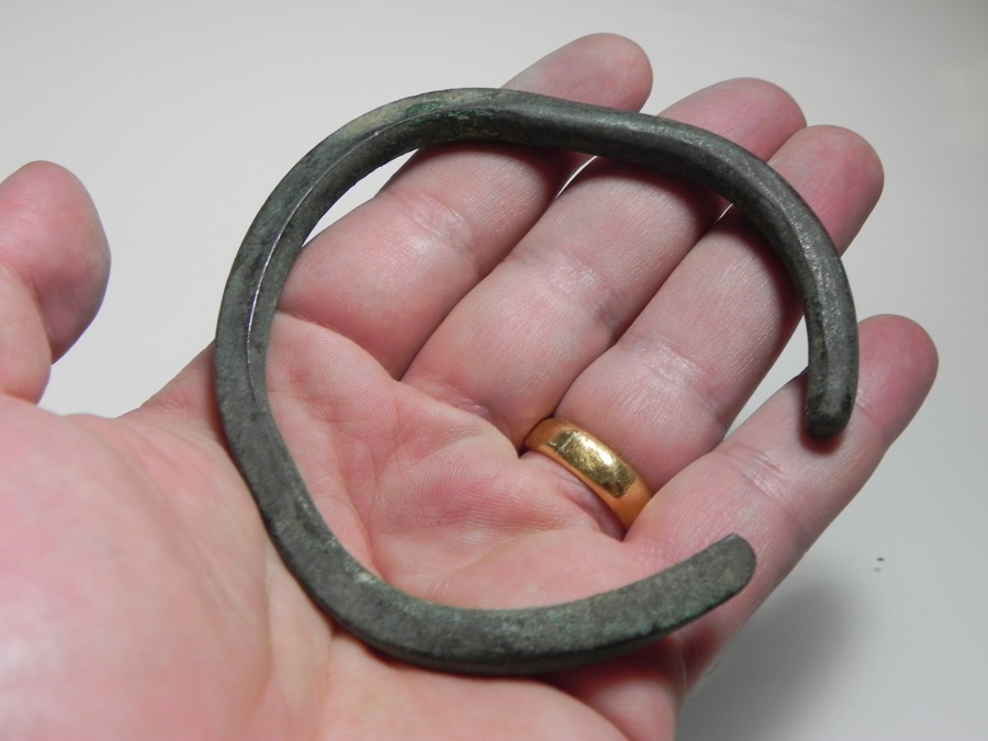 HOLY LAND. IRON AGE BRONZE BRACELET SHAPED INGOT. PRE-COINS CURRENCY. 1000  B.C