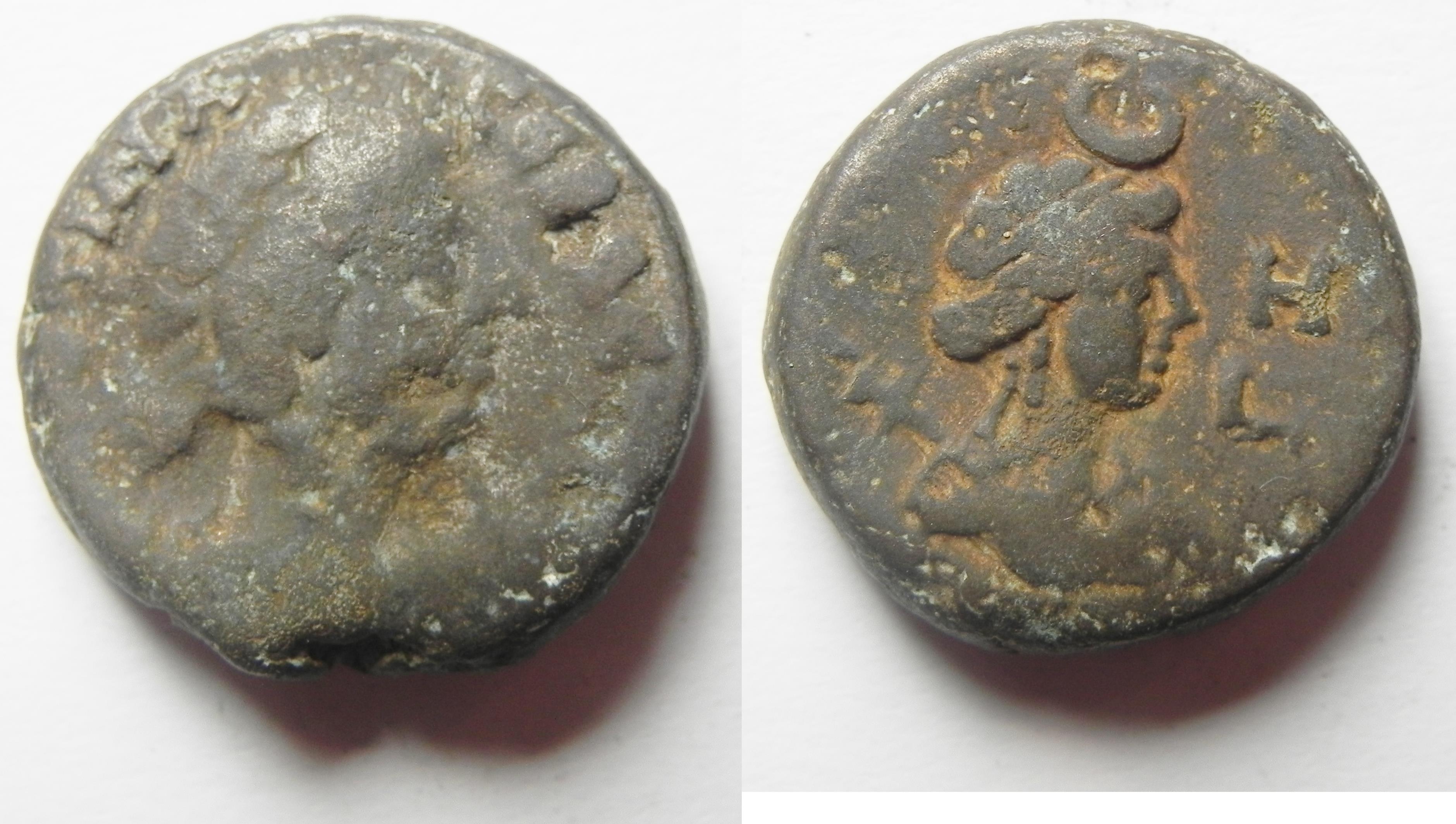 Apparently unpublished reverse type: Egypt. Alexandria under Faustina II  (AD 161-170). Billon tetradrachm (21mm, 12.56g).