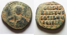 Ancient Coins - Facing bust of Christ holding the book of Gospels: Byzantine Empire, Anonymous. AE