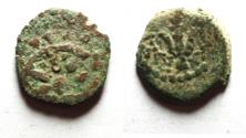 Ancient Coins - AS FOUND: Judaea, Alexander Jannaeus, 103-76 BC, AE Prutot (Biblical Widow's Mites).