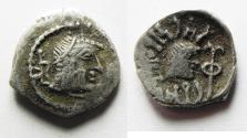 Ancient Coins - SOUTH ARABIA. Himyarite Kingdom. Tha'ran Ya'ub (c. AD 175-215). AR unit (14mm, 1.74g). Raydan mint.