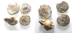 Ancient Coins - LOT OF 4 PTOLEMAIC LEAD COINS AND SEAL IMPRESSION