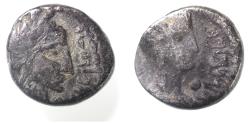 Ancient Coins - Arabia. Nabataean Kings. Aretas IV (9 BC-AD 40). AR sela (14mm, 4.61g). Petra mint. Struck c. 7/6-5/4 BC.