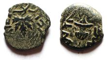 Ancient Coins - Judaea. Jewish War. First Revolt. AE Prutah. Year 3. 68/69 C.E.