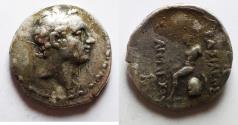 Ancient Coins - Apparently unpublished monogram: Seleukid Kings. Antiochos IV Epiphanes (175-164 BC). AR tetradrachm (28mm, 16.69g). “Antioch on the Persian Gulf” mint.