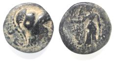 Ancient Coins - OVERSTRUCK ON PTOLEMY III AE 17. NABATAEAN ARETAS II/III