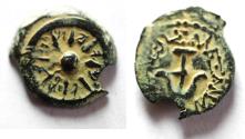 Ancient Coins - LARGE PRUTAH Judaea, Alexander Jannaeus, 103-76 BC, AE Prutah (Biblical Widow's Mites).