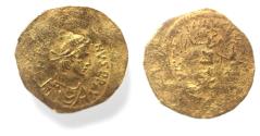Ancient Coins - Byzantine. Justin I (518-527). AV tremissis (16 mm, 1.33 g). Constantinople mint.