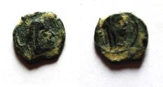 Ancient Coins - NABATAEA. Aretas IV, with Shaqilat. 9 BC- AD 40. AE 11