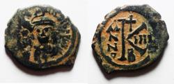 Ancient Coins - Byzantine. Maurice Tiberius AE HALF FOLLIS