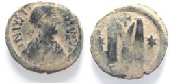 Ancient Coins - BYZANTINE. JUSTIN I AE FOLLIS. AS FOUND