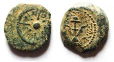 Ancient Coins - Judaea, Alexander Jannaeus, 103-76 BC, AE Prutah (Biblical Widow's Mites).