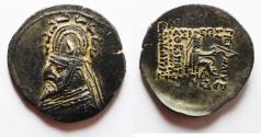 Ancient Coins - Parthian Kings. Sinatrukes (93/2-70/69 BC). AR drachm (21mm, 3.64g). Rhagai mint.