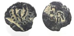 Ancient Coins - Judaea. Hasmonaean Dynasty. Mattathias Antigonus(?) (40-37 BC). AE prutah (12 mm, 0.98g). Contemporary imitation?