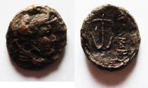 Ancient Coins - Seleukid Kings. Seleukos I Nikator (312-281 BC). AE 16. Susa mint. Head of Alexander the Great