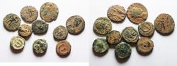 Ancient Coins - LOT OF 10 BYZANTINE BRONZE PENTANUMMIUM COINS & OTHERS.