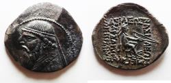 Ancient Coins - Parthian Kings. Mithradates II (121-91 BC). AR drachm (22mm, 4.07g). Ekbatana mint.
