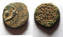 Ancient Coins - JUDAEA. NICE HASMONEAN AE PRUTAH. HEBREW INSCRIPTION