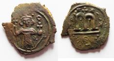 World Coins - ISLAMIC, Umayyad Caliphate (Arab–Byzantine coinage). Circa 680s-700/10. Æ Fals