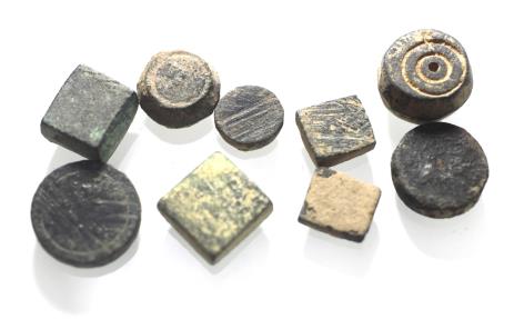 Ancient Coins - ANCIENT WEIGHTS. LOT OF 9 BRONZE WEIGHTS. MOSTLY BYZANTINE
