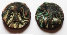 Ancient Coins - Kushan Empire. Vasishka (c. AD 247-267). AE  19mm, 4.36g.  Subsidiaery mint, probably Taxila.