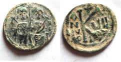 World Coins - Arab-Byzantine. AE fals. Beisan (Nysa-Scythopolis) mint imitating types of Justin II.  AD 566-578. Half Follis
