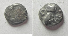Ancient Coins - GREEK. Philistia. Gaza(?). Mid-fifth-fourth century BC. AR fraction (8mm, 0.63g). 