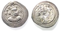 Ancient Coins - Sasanian Empire. Kavad I (first reign, AD 488-497). AR drachm (28mm, 4.00g) AP (Abarshahr) mint.