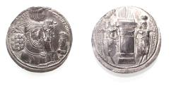 Ancient Coins - SASANIAN KINGS. Vahr?m (Bahram) II, with Queen and Prince 4. AD 276-293. AR Drachm