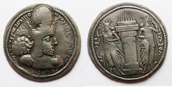 Ancient Coins - Sasanian Empire. Shapur I (AD 273-276). AR drachm (27mm, 3.61g). Mint I ("Ctesiphon”).