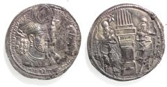 Ancient Coins - SASANIAN KINGS. Vahr?m (Bahram) II, with Queen and Prince 4. AD 276-293. AR Drachm