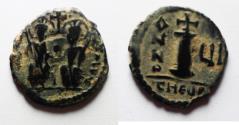Ancient Coins - BYZANTINE. Justin II with Sophia, 565 - 578 AD, AE DECANUMMIUM
