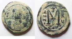 Ancient Coins - AS FOUND: Justinian I 527-565 A.D. Follis . 40 MM